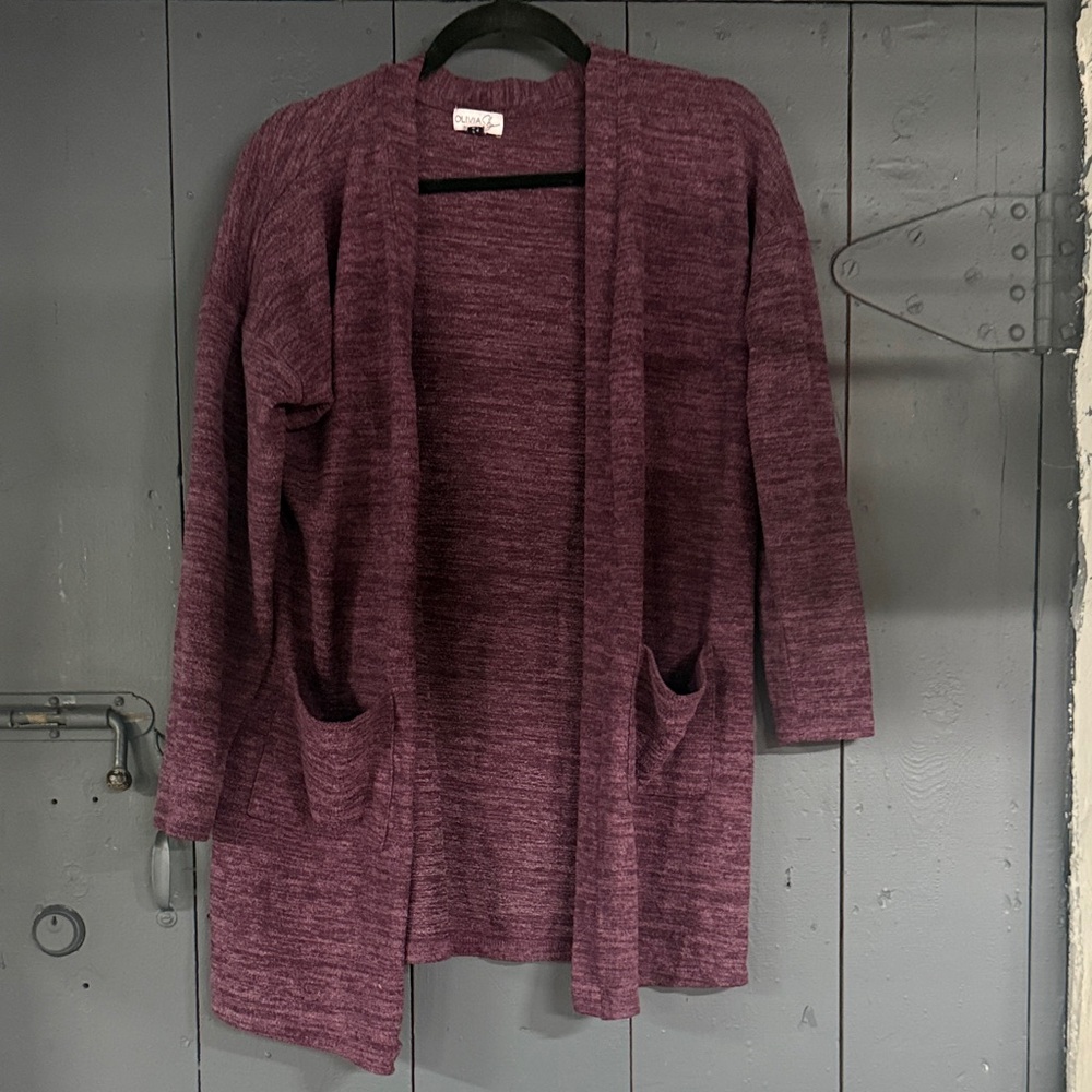 Olivia Sky Burgundy Open Cardigan